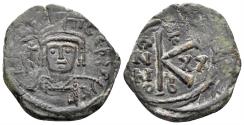 Ancient Coins - Maurice Tiberius. 582-602. AE Half Follis (5.33g, 26mm). Constantinople mint. Dated RY 20 (601/2). SB 497