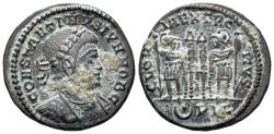Ancient Coins - Constantine II, as Caesar. 317-337 AD. AE Follis (2.56g, 17mm). Lugdunum mint. Struck 324-5 AD. RIC 254