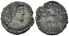 Ancient Coins - Constans. 337-350 AD. AE3 (1.25g, 17mm). ‘barbaric’ issue. Vetranio type. Circa 350 AD. RIC 28 (for prototype)