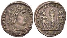 Ancient Coins - Delmatius, Caesar. 335-337 AD. AE Follis (1.39g, 16mm). Antioch mint. Struck 335 AD. RIC 90