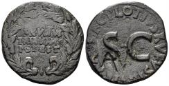 Ancient Coins - Augustus. 27 BC-14 AD. AE Dupondius (6.87g, 24mm). C. Plotius Rufus, moneyer. Rome mint. Struck 15 BC. RIC 388