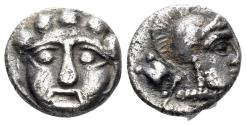 Ancient Coins - Pisidia, Selge. Circa 300-190 BC. AR Diobol (0.75g, 10mm). BMC 7
