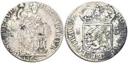 World Coins - United Netherlands. Overijssel. AR Gulden (10.31g, 31mm). Dated 1764. Delm. 1184