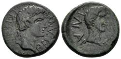 Ancient Coins - Macedon, Thessalonica. Augustus with Tiberius. 27 BC-14 AD. AE 22mm (9.31 gm). RPC I 1565