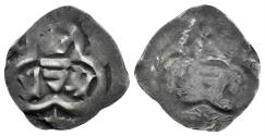 World Coins - Austria, Lower Austria. Wilhelm (regent) & Albrecht V. AR Uniface Pfennig (0.45 gm, 16mm). Vienna mint. Struck 1404-1406. CNA Fa3b