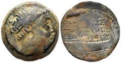 Ancient Coins - Seleukid Kingdom. Demetrios I Soter. 162-150 BC. AE 19mm (5.89g). Tyre mint. Struck SE 159 (154/3 BC). SC 1672.2