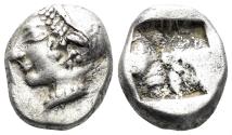 Ancient Coins - Ionia, Phokaia. Circa 521-478 BC. AR Diobol (1.34g, 10mm). SNG Kayhan 522