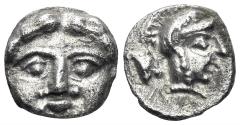 Ancient Coins - Pisidia, Selge. Circa 300-190 BC. AR Diobol (0.84g, 9mm). BMC 7