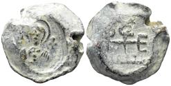 Ancient Coins - Byzantine Empire. Circa 7th century. Pb Seal (12.85g, 22.5mm). Cruciform monogram
