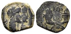 Ancient Coins - Nabataean Kingdom. Rabbel II, with Gamilat. 70-106 AD. AE 16mm (3.07g). Petra mint. Circa 88-106 AD. SNG ANS 1449