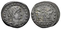 Ancient Coins - Constantius II, as Caesar. 324-337 AD. AE Follis (2.47 gm, 17mm). Arelate mint. Struck 330 AD. RIC 347
