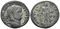 Ancient Coins - Constantius I Chlorus, as Caesar. 293-305 AD. AE Silvered Follis (9.86 gm, 27mm). Alexandria mint. Struck 304/5 AD. RIC 53