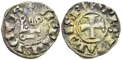 World Coins - Crusaders, Despotate of Epirus. Philip of Taranto. 1307-1313. BI Denier Tournois (0.84g, 18mm). Lepanto mint. CCS 111a