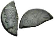 Ancient Coins - Augustus. 27 BC-14 AD. AE Halved As (4.55g, 25mm). Nemausus mint. Struck 10 AD or later. RIC 155