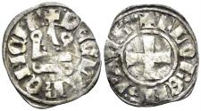 World Coins - Crusaders, Principality of Achaea. Florent de Hainaut. 1289-1297. BI Denier Tournois (0.72gm, 19mm). Chiarenza mint. Metcalf, Crusaders, 952