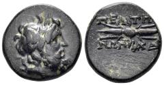 Ancient Coins - Phrygia, Peltai. Late 2nd-1st century BC. AE 14mm (3.32g). BMC 5-6