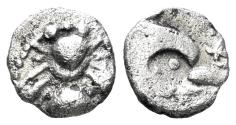 Ancient Coins - Ionia, Ephesos. Circa 500-420 BC. AR Milesian standard 1/64th Stater (0.21g, 6mm). Karwiese Series IV, Type 2