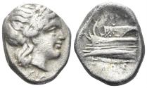 Ancient Coins - Bithynia, Kios. Circa 350-320 BC. AR Hemidrachm (2.43g, 14mm). Proxenos, magistrate. SNG Ashmolean 360-1