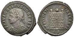 Ancient Coins - Crispus, Caesar. 316-326 AD. AE Follis (3.27g, 20mm). Rome mint. Struck 324-5 AD. RIC 266
