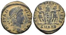 Ancient Coins - Constantius II. 337-361 AD. AE Follis (2.00g, 16mm). Antioch mint. Struck 337-41 AD. RIC 52