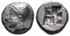 Ancient Coins - Ionia, Phokaia. Circa 521-478 BC. AR Diobol (1.31g, 9mm). SNG Copenhagen 389