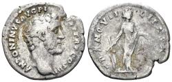 Ancient Coins - Antoninus Pius. 138-161 AD. AR Denarius (1.92g, 17mm). Rome mint. Struck 140-3 AD. RIC 100A