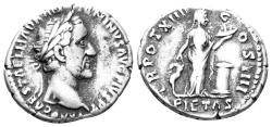 Ancient Coins - Antoninus Pius. 138-161 AD. AR Denarius (3.26g, 19mm). Rome mint. Struck 151/2 AD. RIC 201