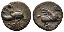 Ancient Coins - Corinthia, Corinth. Time of Tiberius. 14-37 AD. AE Semis (2.87 gm, 15 mm). RPC I 1162