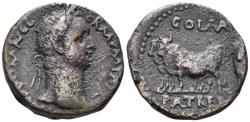 Ancient Coins - Achaia, Patrai. Domitian. 81-96 AD. AE Assarion (7.31g, 23mm). BCD Peloponnesos 551; RPC II 254