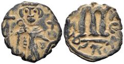 World Coins - Islamic, Arab-Byzantine. Umayyad Caliphate. Circa 650s-660s. AE Fals (1.89g, 18mm). Album 3504