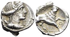 Ancient Coins - Gaul. Massalia. Circa 90-49 BC. AR Drachm (2.72g, 17mm). Maurel 761