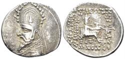 Ancient Coins - Parthian Kingdom. Sinatrukes. 93/2-70/69 BC. AR Drachm (4.12g, 20mm). Rhagai mint. Sellwood 33.4