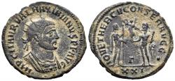 Ancient Coins - Maximianus. 286-305. AE Radiatus (3.53g, 22mm). Antiochia mint. Struck 293 AD. RIC 622