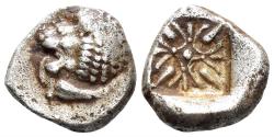 Ancient Coins - Ionia, Miletos. Late 6th- early 4th Century BC. AR Diobol / 1/12th Stater (1.15g, 10mm). SNG Kayhan 476-82