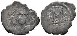 Ancient Coins - Maurice Tiberius. 582-602. AE Follis (12.53g, 33mm). Constantinople mint. Dated RY 7 (588/9). SB 494