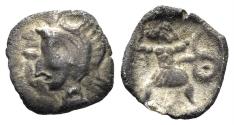 Ancient Coins - Pamphylia, Aspendos. Circa 4th century BC. AR Tetartemorion (0.16g, 7mm). Cf. Numismatik Naumann 55, lot 383