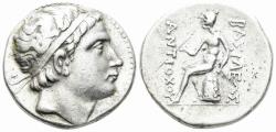 Ancient Coins - Seleukid Kingdom. Antiochos III ‘the Great’, 222-187 BC. AR Tetradrachm (16.89g, 28mm). Contemporary imitation from an eastern mint. Struck circa 222-211 BC. Cf. SC 1154