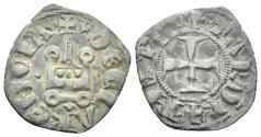 World Coins - Crusaders. Principality of Achaea. Philippe de Taranto. 1307-1313. BI Denier Tournois (0.88g, 19mm). Glarenza mint. Metcalf, Crusades 979-982