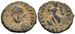 Ancient Coins - Honorius. 393-423 AD. AE3 (2.17g, 15.5mm). Antioch mint. Struck 401-3 AD. RIC 99