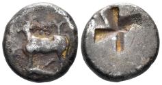 Ancient Coins - Thrace, Byzantium. 357-340 BC. AR Hemidrachm (2.40g, 12mm). Schoenert-Geiss, Byzantion I, pl. 13-24, SNG BM-36-41