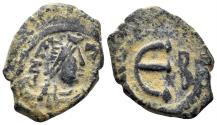 Ancient Coins - Tiberius II Constantine. 578-582 AD. AE Pentanummium (1.73g, 16mm) Constantinople mint. SB 437