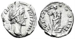 Ancient Coins - Antoninus Pius. 138-161 AD. AR Denarius (3.23 gm, 18mm). Rome mint. Struck 156/7 AD. RIC 260