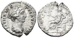 Ancient Coins - Faustina II, Augusta. 147-175 AD. AR Denarius (2.80g, 18mm). Rome mint. Struck circa 147-50 AD. RIC 502a