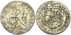 World Coins - Low Countries. Feudal Principalities, Liège. John Theodore of Bavaria. 1744-1763. AR Double Escalin / Dubbele Schelling (8.32g, 28mm). Liege mint. Struck 1753. Ch. 684, VH G1354