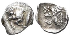 Ancient Coins - Mysia, Kyzikos. Circa 450-400 BC. AR Hemiobol (0.49g, 10mm). SNG BN 375