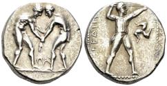 Ancient Coins - Pamphylia, Aspendos. Circa 370-330 BC. AR Stater (10.66g, 22mm). Unpublished variant
