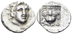 Ancient Coins - Karia, Rhodos (Island), Rhodes. Circa 125-88 BC. AR Plinthophoric Hemidrachm (1.30g, 13.5mm). Diognetos, magistrate. Jenkins 149