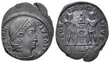 Ancient Coins - Constantius II. 337-361 AD. AE Follis (1.66g, 17mm). Antioch mint. Struck 337-41 AD. RIC 52