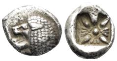 Ancient Coins - Ionia, Miletos. Late 6th- early 4th Century BC. AR Diobol / 1/12th Stater (0.99g, 11mm). SNG Kayhan 476-82