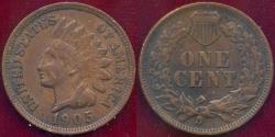 Us Coins - 1905 INDIAN CENT  XF